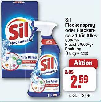 Sil Fleckenpray oder Fleckensalz 1 für Alles 500-ml-Flasche/500-g-Packung