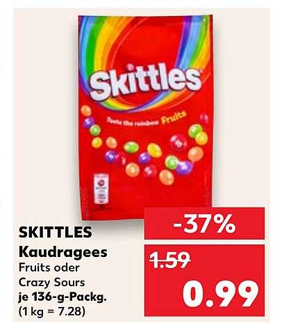 SKITTLES Kaudragees - Fruits oder Crazy Sours