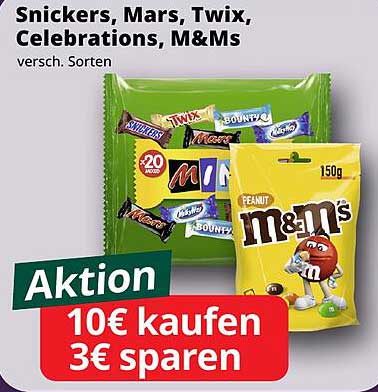 Snickers, Mars, Twix, Celebrations, M&Ms - Aktionsangebot