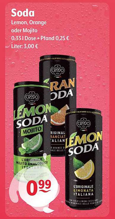 Soda Lemon, Orange oder Mojito 0,33 l Dose für nur 0,99 €