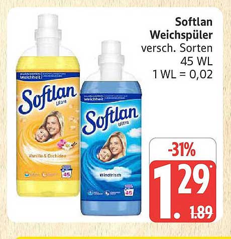 Softlan Weichspüler verschiedene Sorten 45 WL