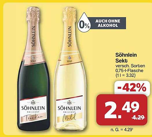 Söhnlein Sekt, verschiedene Sorten, 0,75-l-Flasche