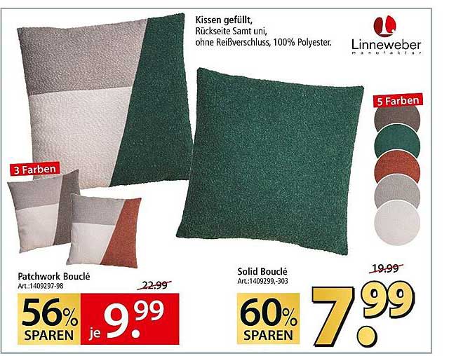 Solid Bouclé Kissen – 60% sparen! Jetzt nur 7,99 €