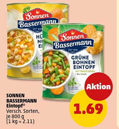 SONNEN BASSERMANN Eintopf, Versch. Sorten, je 800 g