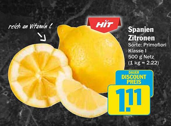 Spanien Zitronen Sorte: Primofiori Klasse I 500 g Netz