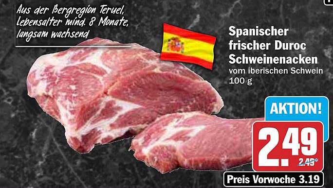 Spanischer frischer Duroc Schweinenacken vom iberischen Schwein