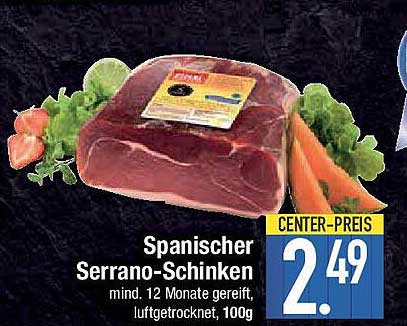 Spanischer Serrano-Schinken, mind. 12 Monate gereift, luftgetrocknet, 100g