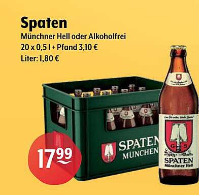 Spaten Münchner Hell oder Alkoholfrei - 20 x 0,5 l