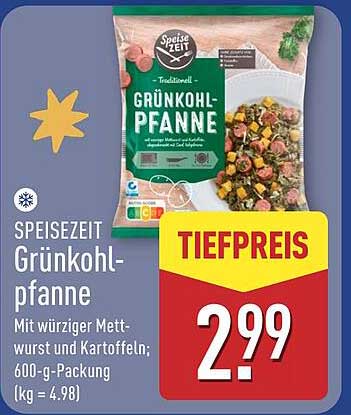 SPEISEZEIT Grünkohlpfanne mit würziger Mettwurst und Kartoffeln; 600-g-Packung