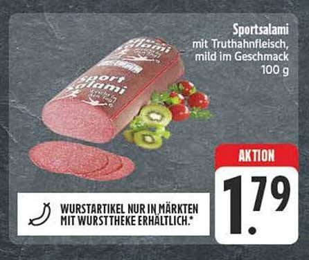 Sportsalami mit Truthahnfleisch, mild im Geschmack - 100 g