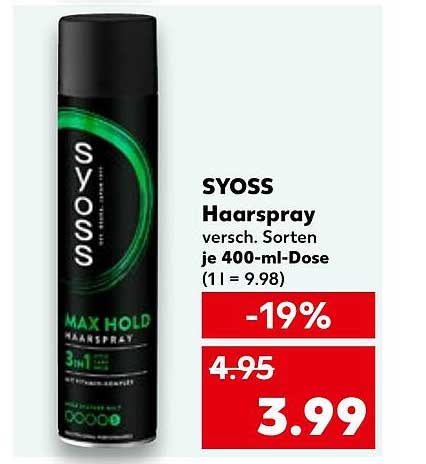 SYOSS Haarspray Max Hold 400 ml - jetzt nur 3,99 €