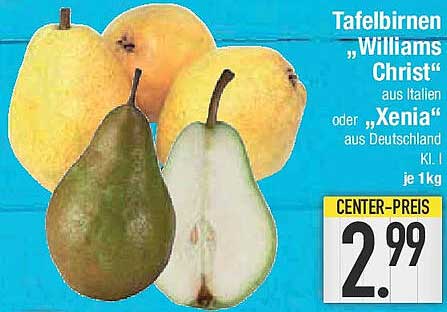 Tafelbirnen "Williams Christ" oder "Xenia" aus Deutschland und Italien