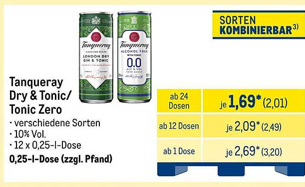 Tanqueray Dry & Tonic/Tonic Zero - 0,25-I-Dose