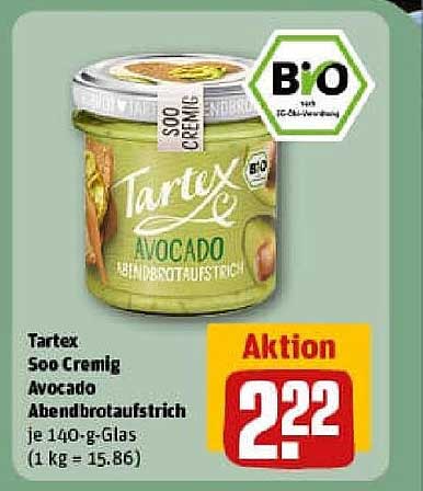 Tartex Soo Cremig Avocado Abendbrotaufstrich 140-g-Glas