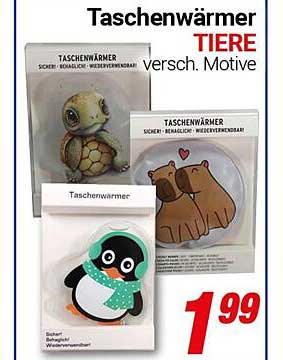 Taschenwärmer TIERE verschieden Motive