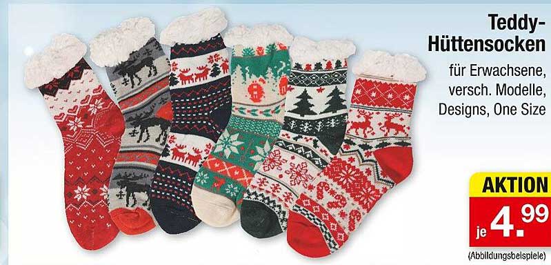 Teddy-Hüttensocken für Erwachsene, verschiedene Modelle und Designs