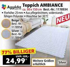 Teppich AMBIANCE in Beige und Silber - 77% günstiger!