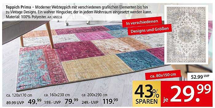 Teppich Prima - Moderner Webteppich mit verschiedenen grafischen Elementen bis hin zu Vintage Designs