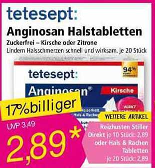tetesept Anginosan Halstabletten – Zuckfrei Kirsch oder Zitrone