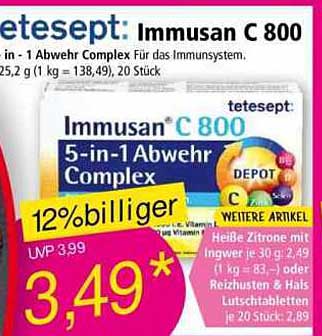 tetesept Immusan C 800 - 5-in-1 Abwehr Complex für das Immunsystem