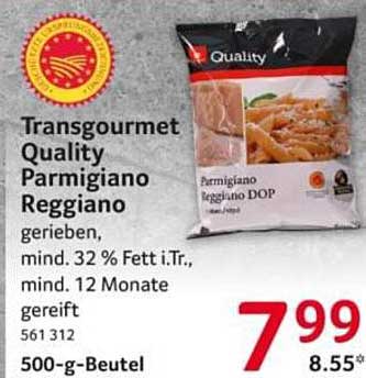 Transgourmet Quality Parmigiano Reggiano gerieben 500-g-Beutel