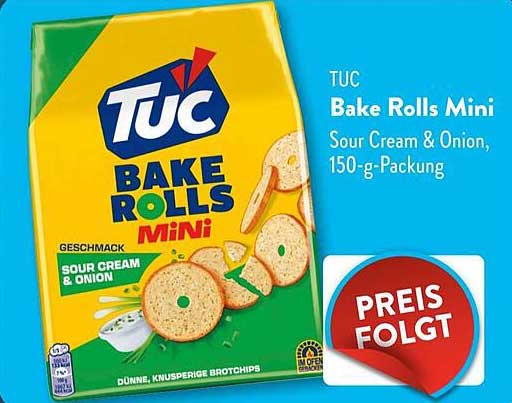 TUC Bake Rolls Mini, Sour Cream & Onion, 150-g-Packung