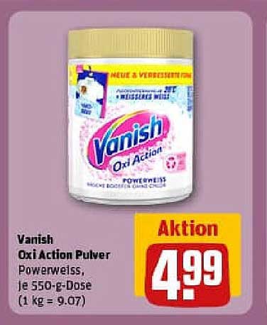 Vanish Oxi Action Pulver Powerweiss, je 550-g-Dose