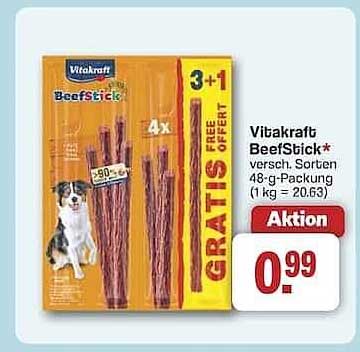 Vitakraft BeefStick 3+1 gratis, verschiedene Sorten - 48-g-Packung