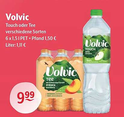 Volvic Touch oder Tee verschiedene Sorten 6 x 1,5 l PET