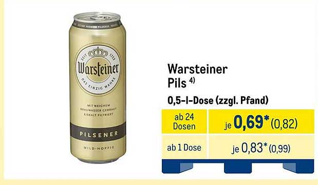 Warsteiner Pils 0,5 l Dose (zzgl. Pfand)