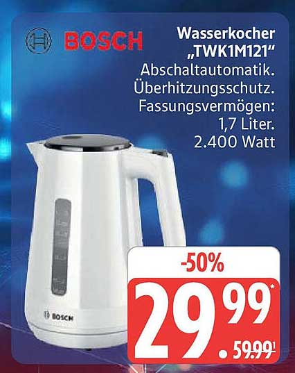 Wasserkocher „TWK1M121“ von Bosch - 50% Rabatt!