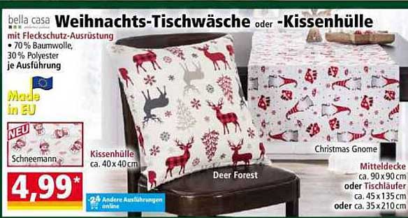 Weihnachts-Tischwäsche oder -Kissenhülle