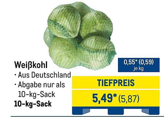 Weißkohl - 10-kg-Sack