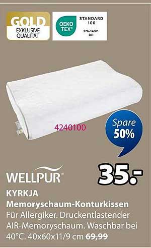 WELLPUR KYRKJA Memoryschaum-Konturkissen