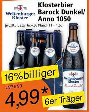Weltenburger Klosterbier Barock Dunkel/Anno 1050 - 6er Träger