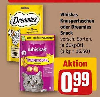 Whiskas Knuspertaschen oder Dreamies Snack