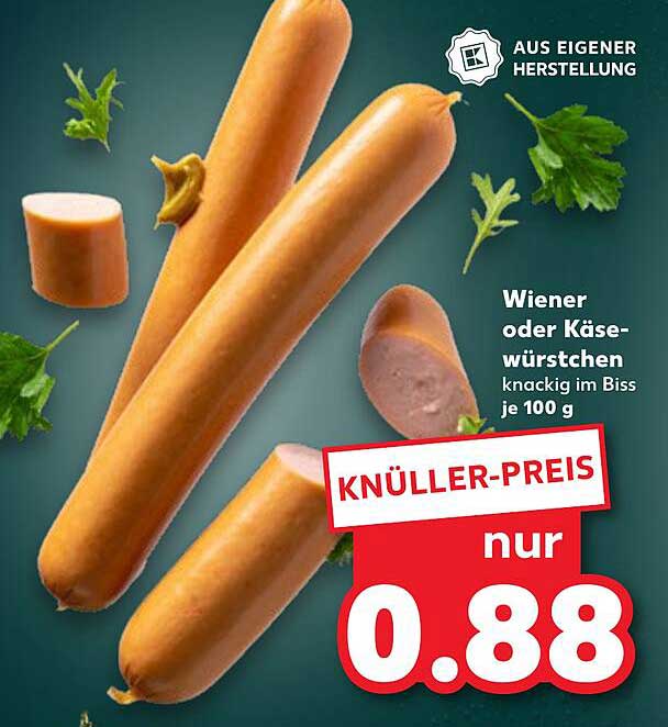 Wiener oder Käsewürstchen knackig im Biss je 100 g