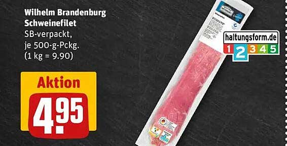 Wilhelm Brandenburg Schweinefilet, SB-verpackt, je 500-g-Pckg. (1 kg = 9,90)