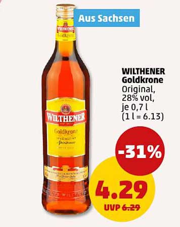 WILTHENER Goldkrone Original, 28% vol, je 0,7 l (1 l = 6,13)