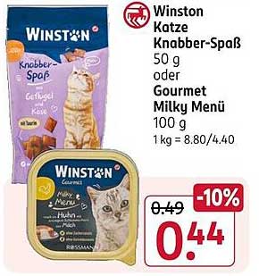 Winston Katze Knabber-Spaß 50 g oder Gourmet Milky Menü 100 g