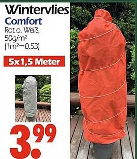 Wintervlies Comfort Rot oder Weiß, 50g/m² (5x1,5 Meter)