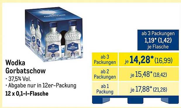 Wodka Gorbatschow 12 x 0,1 l-Flasche