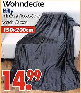 Wohndecke Billy mit Coral Fleece-Seite, verschiedene Farben