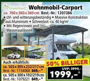 Wohnmobil-Carport - UV- und witterungsbeständig