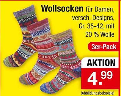 Wollsocken für Damen, 3er-Pack mit verschiedenen Designs