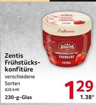 Zentis Frühstücks-Konfitüre Erdbeere 230-g-Glas