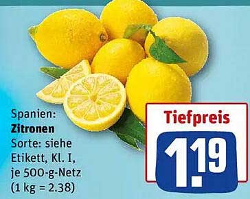 Zitronen aus Spanien, je 500-g-Netz - Tiefpreis!