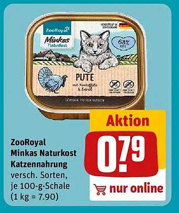 ZooRoyal Minkas Naturkost Katzennahrung 100-g-Schale, verschiedene Sorten