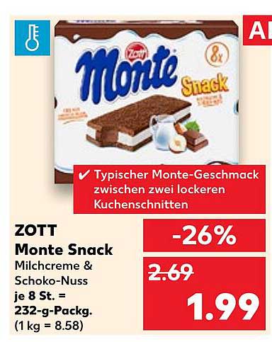 ZOTT Monte Snack – Milchcreme & Schoko-Nuss