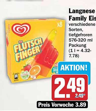 Langnese Family Eis Flutsch Finger verschiedene Sorten, tiefgefroren 576-320 ml Packung